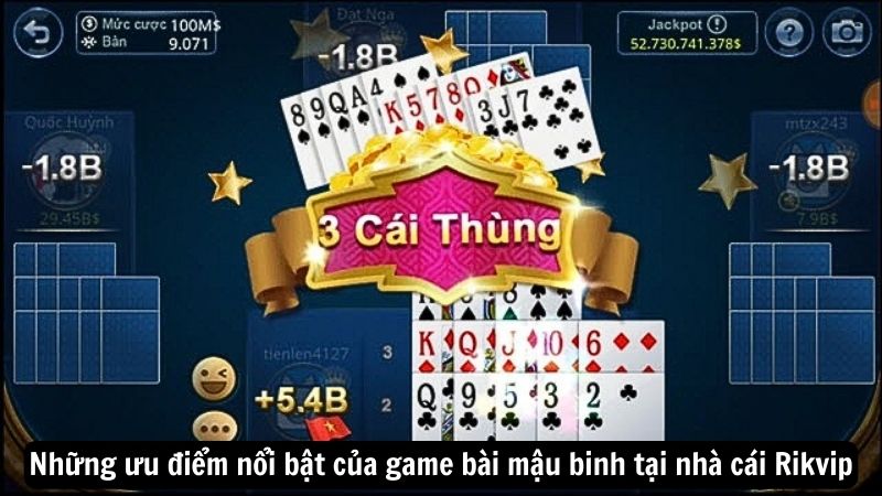 mau binh 2 Những ưu điểm nổi bật của game bài mậu binh tại nhà cái Rikvip